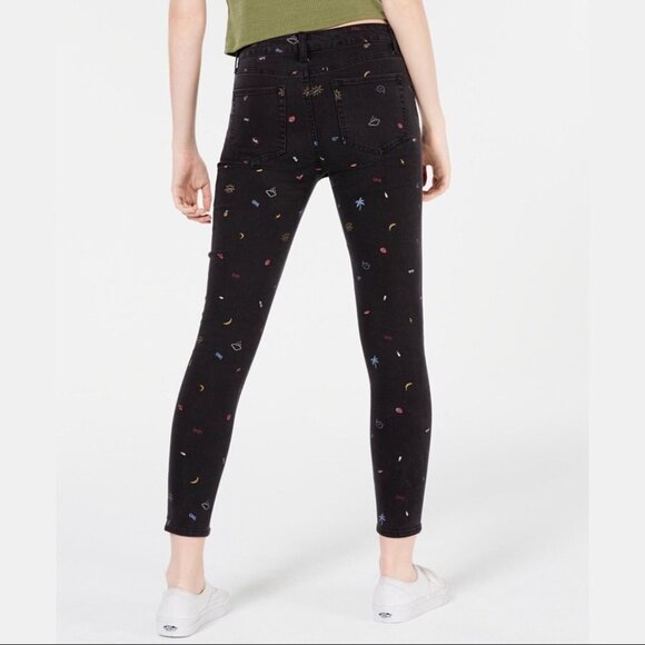 TINSELTOWN Graphic Print Black Skinny Jeans - Picture 3 of 10